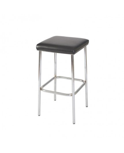 BS-003 | SQ NO BACK BARSTOOL CHROME LEGS WITH BLACK SEAT
