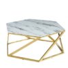 CT-055 | GEO ROUND/OCTAGON COFFEE TABLE GOLD FRAME WITH WHITE MARBLE TOP