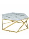 CT-055 | GEO ROUND/OCTAGON COFFEE TABLE GOLD FRAME WITH WHITE MARBLE TOP