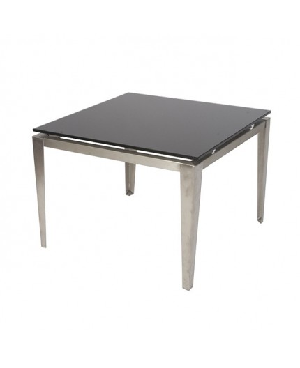 ET-005 | BRUSHED FRAME END TABLE WITH BLACK GLASS TOP