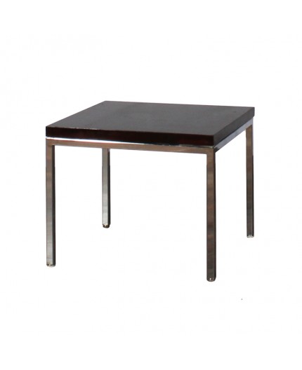ET-006 | CHROME FRAME END TABLE WITH MAHOGANY LAMINATE TOP