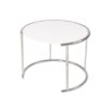 ET-011 | ROUND BRUSHED FRAME END TABLE WHITE GLASS