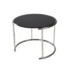 ET-012 | ROUND BRUSHED FRAME COFFEE TABLE BLACK GLASS