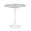 ET-020 | WHITE TULIP ROUND END TABLE WHITE PLEXI TOP