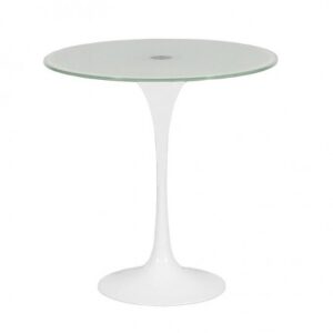 ET-020 | WHITE TULIP ROUND END TABLE WHITE PLEXI TOP