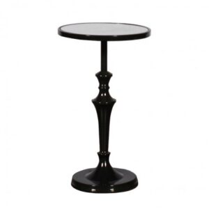 ET-023 | ROUND BLACK END TABLE MIRRORED TOP