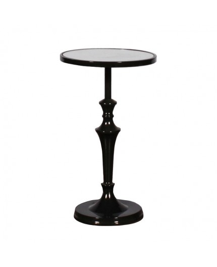 ET-023 | ROUND BLACK END TABLE MIRRORED TOP