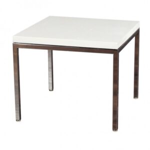ET-031 | CHROME FRAME END TABLE WITH WHITE LAMINATE TOP