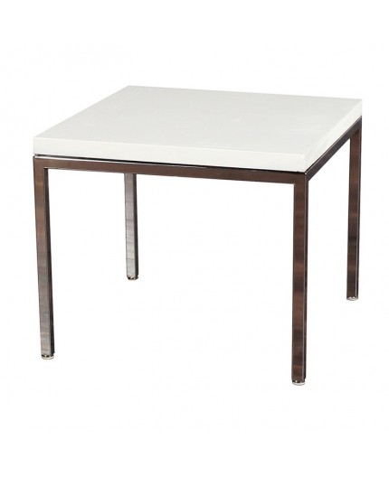 ET-031 | CHROME FRAME END TABLE WITH WHITE LAMINATE TOP