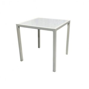 ET-045 | WHITE FRAME END TABLE WITH PLEXI TOP