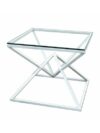 ET-051 | GEO DIAMOND END TABLE WHITE FRAME WITH CLEAR PLEXI TOP