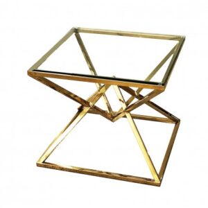 ET-052 | GEO DIAMOND END TABLE GOLD FRAME WITH CLEAR PLEXI TOP