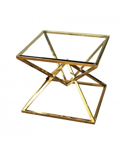 ET-052 | GEO DIAMOND END TABLE GOLD FRAME WITH CLEAR PLEXI TOP