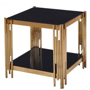 ET-057 | GATSBY END TABLE GOLD FRAME WITH BLACK GLASS