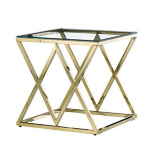 ET-058 | GEM END TABLE GOLD FRAME WITH CLEAR GLASS TOP