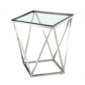 ET-059 | OSCAR END TABLE CHROME FRAME WITH CLEAR GLASS TOP
