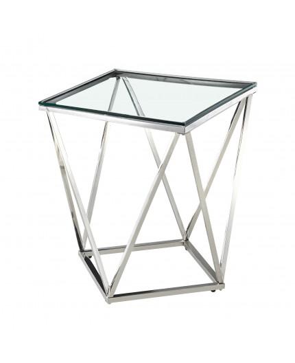 ET-059 | OSCAR END TABLE CHROME FRAME WITH CLEAR GLASS TOP