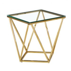 ET-060 | OSCAR END TABLE GOLD FRAME WITH CLEAR GLASS TOP