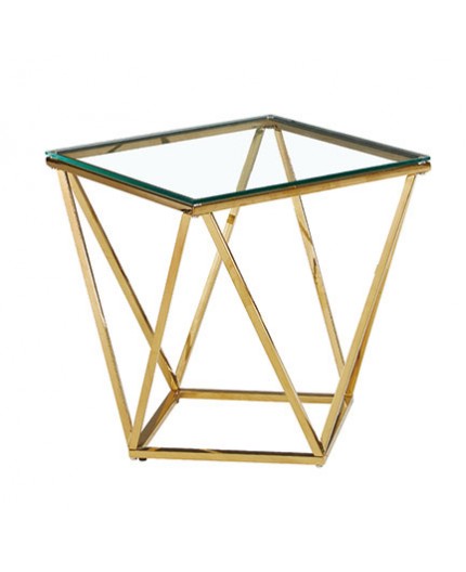 ET-060 | OSCAR END TABLE GOLD FRAME WITH CLEAR GLASS TOP