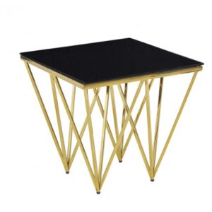 ET-061 | JOLIE END TABLE GOLD FRAME WITH BLACK GLASS