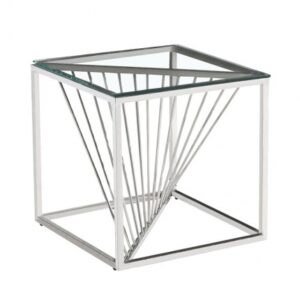 ET-062 | TWIST END TABLE CHROME FRAME WITH CLEAR GLASS TOP
