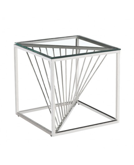 ET-062 | TWIST END TABLE CHROME FRAME WITH CLEAR GLASS TOP