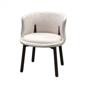 CH-076 | OMNI SINGLE CHAIR CREAM FABRIC DARK WOOD LEGS