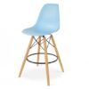 BS-069 | EIFFEL BARSTOOL ARMLESS NATURAL WOOD LEGS WITH BLUE SEAT