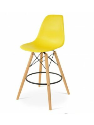 BS-070 | EIFFEL BARSTOOL ARMLESS NATURAL WOOD LEGS WITH YELLOW SEAT