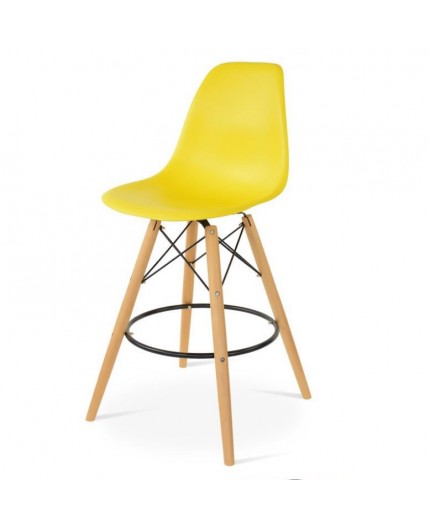 BS-070 | EIFFEL BARSTOOL ARMLESS NATURAL WOOD LEGS WITH YELLOW SEAT
