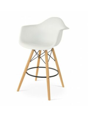 BS-071 | EIFFEL BARSTOOL WITH ARMS NATURAL WOOD LEGS WITH WHITE SEAT