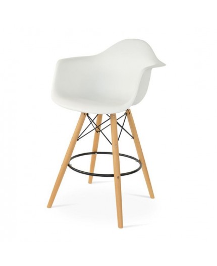 BS-071 | EIFFEL BARSTOOL WITH ARMS NATURAL WOOD LEGS WITH WHITE SEAT