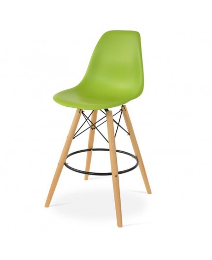 BS-075 | EIFFEL BARSTOOL ARMLESS NATURAL WOOD LEGS WITH GREEN