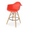 BS-077 | EIFFEL BARSTOOL WITH ARMS NATURAL WOOD LEGS WITH RED