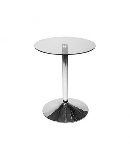 CASUAL-002 | ROUND CAFE TABLE CHROME BASE WITH CLEAR GLASS TOP