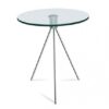 ET-CASUAL-046 | TRIPOD END TABLE CHROME LEGS WITH CLEAR GLASS TOP