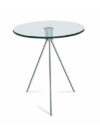ET-CASUAL-046 | TRIPOD END TABLE CHROME LEGS WITH CLEAR GLASS TOP