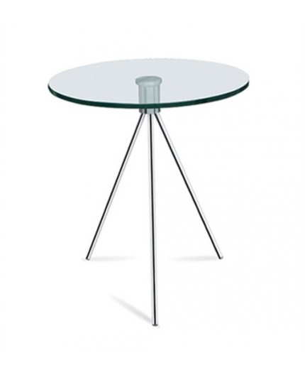ET-CASUAL-046 | TRIPOD END TABLE CHROME LEGS WITH CLEAR GLASS TOP