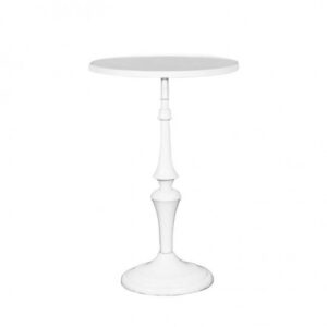 ET-CASUAL-047 | ROUND WHITE FRAME SIDE TABLE WITH MIRRORED TOP