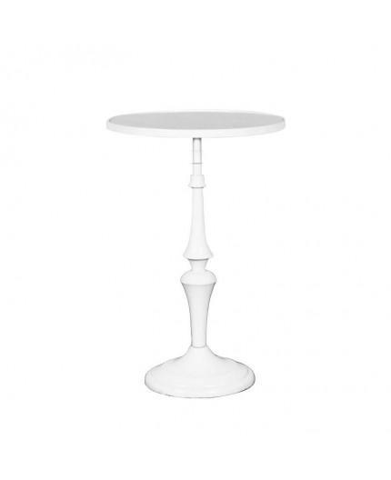 ET-CASUAL-047 | ROUND WHITE FRAME SIDE TABLE WITH MIRRORED TOP