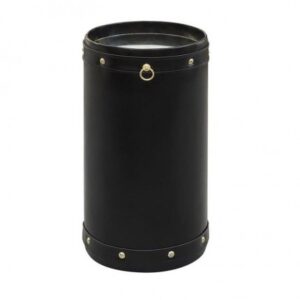 ET-CASUAL-049 | CIGAR TABLE BLACK LEATHER WITH MIRRORED TOP
