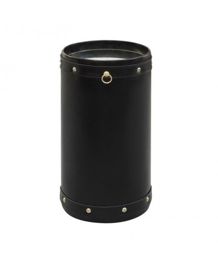 ET-CASUAL-049 | CIGAR TABLE BLACK LEATHER WITH MIRRORED TOP