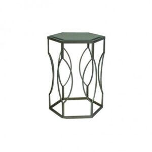 ET-CASUAL-053 | SMALL SILVER FRAME SIDE TABLE WITH MIRRORED TOP