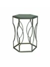 ET-CASUAL-054 | LARGE SILVER FRAME SIDE TABLE WITH MIRRORED TOP
