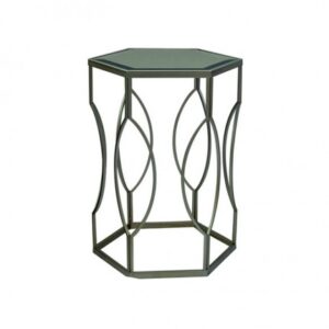 ET-CASUAL-054 | LARGE SILVER FRAME SIDE TABLE WITH MIRRORED TOP