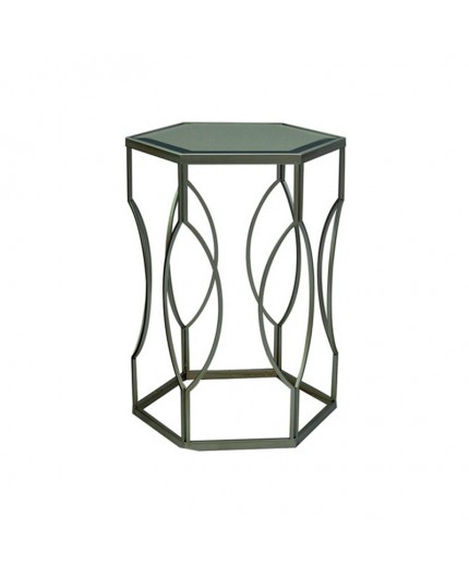 ET-CASUAL-054 | LARGE SILVER FRAME SIDE TABLE WITH MIRRORED TOP