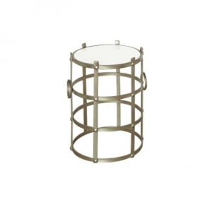 ET-CASUAL-055 | SMALL SILVER FRAME NESTING TABLE WHITE MARBLE TOP