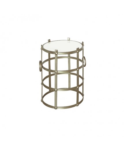 ET-CASUAL-055 | SMALL SILVER FRAME NESTING TABLE WHITE MARBLE TOP
