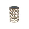ET-CASUAL-057 | SMALL GOLD FRAME ACCENT TABLE BLACK GLASS TOP
