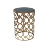 ET-CASUAL-058 | LARGE GOLD FRAME ACCENT TABLE BLACK GLASS TOP